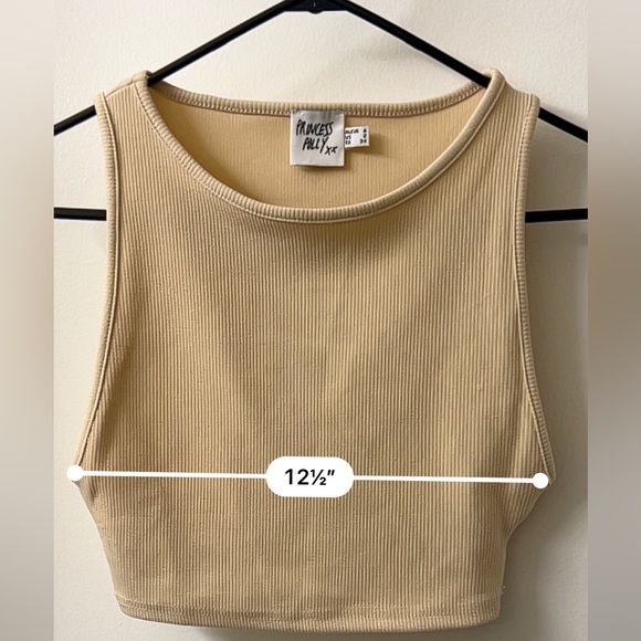 Princess Polly Light Beige/Cream crop top size 2 - Picture 2 of 7